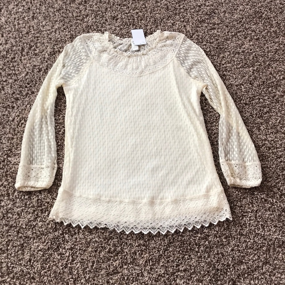 NWT, Lined Lace Cream Lace Top!